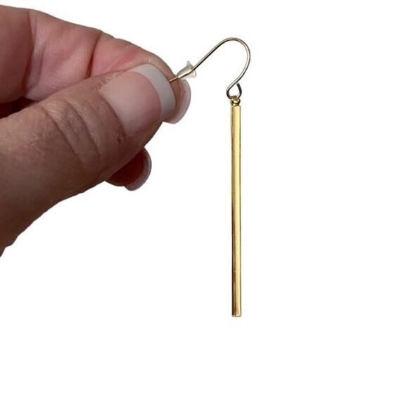 Gold Geometric Drop Earrings - Picture 2 of 4